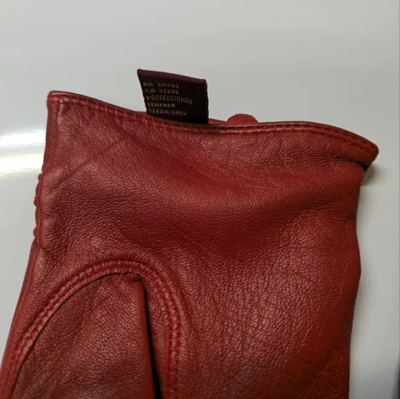 Etienne Red Professional Leather Shell Cashmere Lining Medium Size Vintage - Picture 10 of 10
